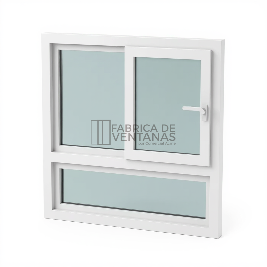 Ventana de PVC Hoja Corredera más Hoja Fija con Antepecho